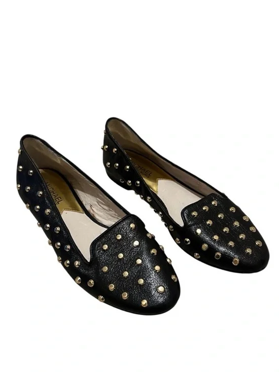 Michael Kors Ailee Black and Gold Studded Loafers/Flats Size 7 - Picture 1 of 12